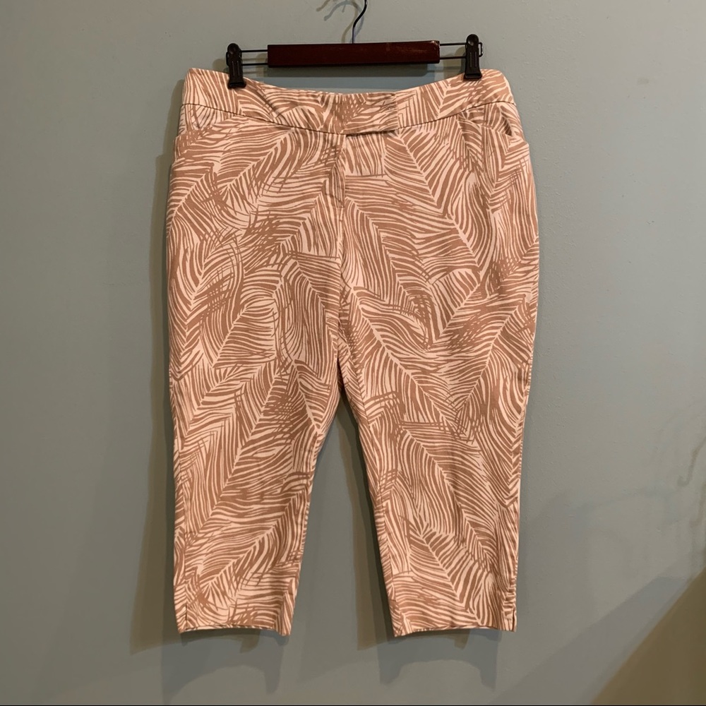 Talbots Capris Tribal Print in Ivory and Tan 16WP